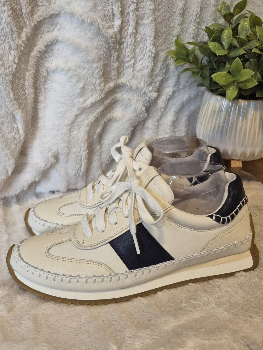 NEW Cole Haan Grandpro Premier Sneakers Women's Sz 9 Ivory/Navy Casual Shoes